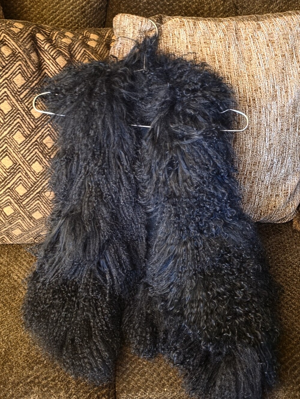 Black Mongolian Lamb Fur Vest | Curly Texture | Fits S/M